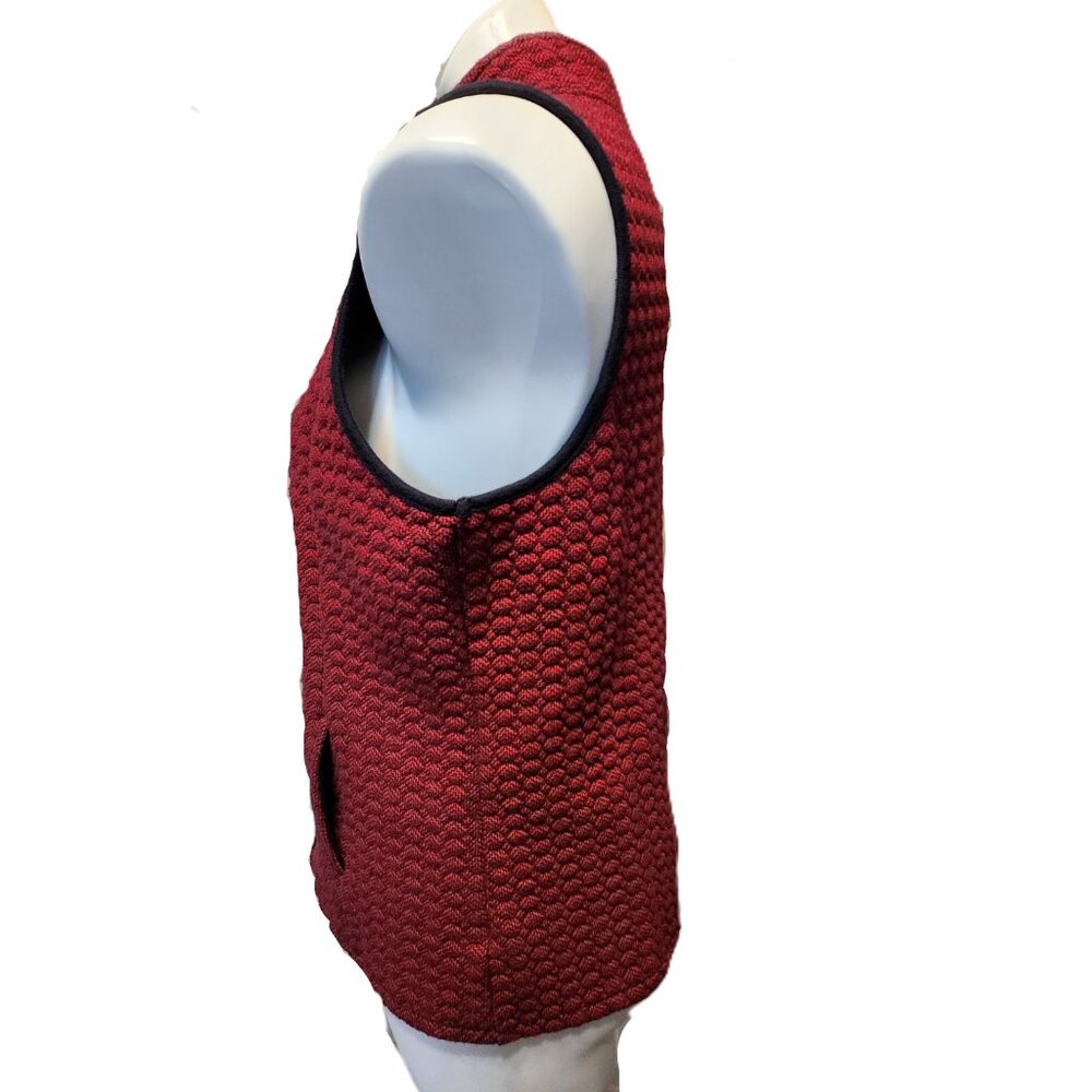 ❤️ 4/$20 Kim Rogers vest Women's medium Quilted red black zip-up Collar fall - Picture 8 of 16